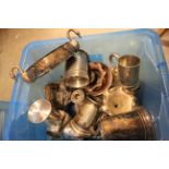 A quantity of silver plate and metalware to include tankards teapots etc.