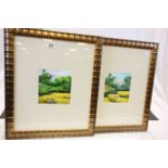 Pair of framed & glazed Oil paintings of Jungle scenes