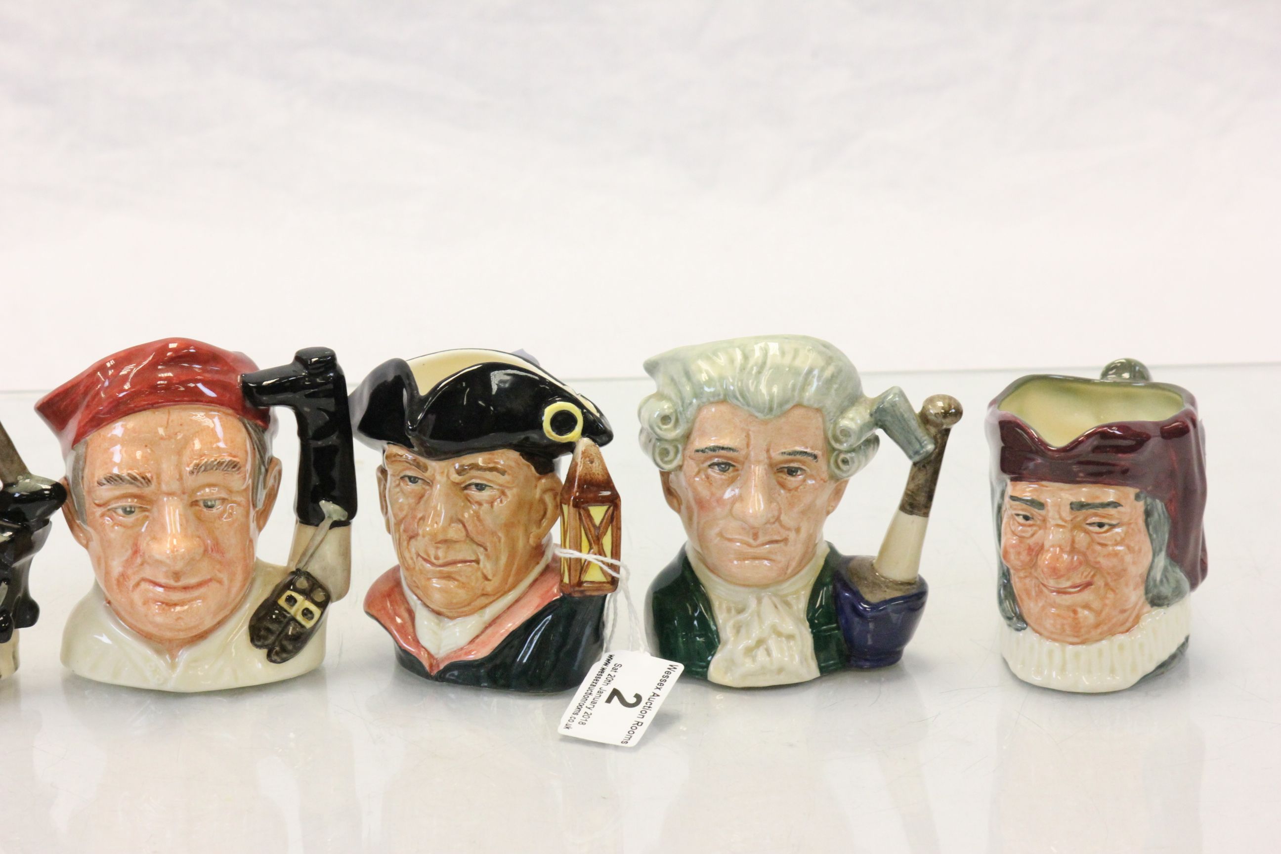 Five Royal Doulton small Williamsburg Character Toby jugs to include; Gunsmith, Blacksmith, Night - Image 3 of 3