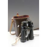 Large pair of WW2 leather cased Binoculars by Barr & Stroud