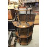 Victorian Walnut Three Tier Watnot decorated with Floral Sprays