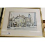 FCT Bagust watercolour "Street Scene with Figures in Old London"