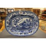 19th century Blue and White Meat Plate