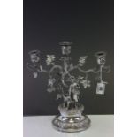 Silver plated three branch Candlestick in a Tree design with girl & dog to base