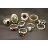 Collection of 10 sterling silver rings