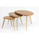 Ercol Nest of Three Elm and Beech Pebble Tables