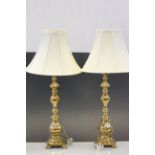 Pair of large brass French lamps
