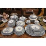 Extensive 19th Century blue & white dinner service to include lidded soup tureens, ladles, meat