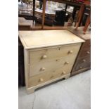 Small 19th century Pine Chest of Three Long Drawers