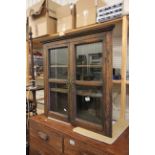 20th century Oak Hanging Corner Cabinet with Two Glazed Doors