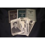 Three WW2 German passes and approx 16 WW2 German military photographs in postcard form