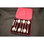 A cased set of six hallmarked silver teaspoons; William Gallimore, Sheffield