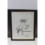 Chris Burke, Large Pencil Cartoon Illustration of British Industry going through the Mincer, signed