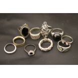 Collection of 10 sterling silver rings