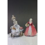 Two ceramic figurines to include; Lladro 5466 & Royal Doulton "Janet"