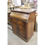19th century French Walnut Washstand, the lift lid opening to reveal a slide forward marble and
