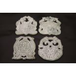 Four large Hardstone Oriental pendants