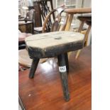 Antique Rustic Three Legged Stool