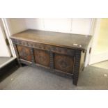 19th century Oak Coffer with Carved Frieze and Panels to front