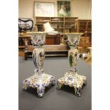 Pair of Faience ceramic candlesticks