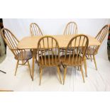 Ercol Pale Elm Dining Room Suite comprising Dining Table with Four Square Tapering Legs together