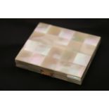 Vintage Ladies Compact covered in Squares of Mother of Pearl