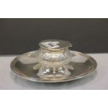 Hallmarked Silver & cut glass Inkwell with stand, John Grinsell & Sons London 1902