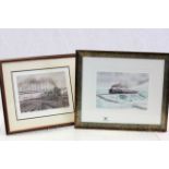 Two Framed and Glazed Limited Edition David Jordan Steam Train Prints ' Britannia Pacific in the