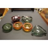 Four Whitefriars bowls and two Murano bowls