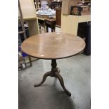 Georgian Oak Circular Tilt Top Pedestal Table on Tripod Legs