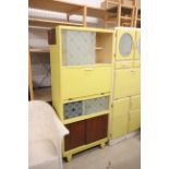 Retro Mid 20th century Yellow Painted Kitchen Cupboard / Cabinet