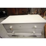 White Painted Low Chest of Two Drawers