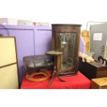 Regency Style Corner Cabinet, Wine Table and a Leather Top Contemporary Footstool