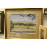 Framed & glazed landscape Watercolour signed "Leslie Coggin 1971"