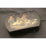 19th century Papier Mâché snuff box with geese and herder