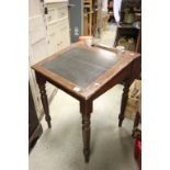 Victorian Pine School Desk with Sloping Lift Lid and Two Glass Inkwells