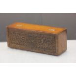 Early 20th century Oak ' Wheeler & Wilson ' Box with Carved Top