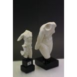 Two human torso sculptures.