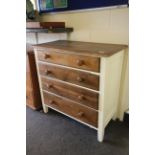 19th century Part Painted Chest of Four Long Drawers