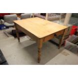 19th century Pine Farmhouse Table with Drawer to end