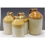 Collection of Four Stoneware Flagons - Crudwell, Cricklade, Swindon and Leicester