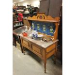 Victorian Walnut Tiled Back Washstand with Marble Top