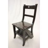 Hardwood Metamorphic Library Chair folding out to convert to Library Steps
