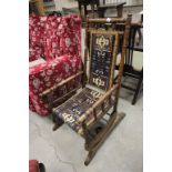 19th century Walnut American Rocking Chair upholstered with Native American Carpet Back and Seat