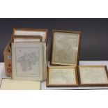 Box of framed & glazed vintage maps and a part Atlas