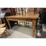 Pine Farmhouse Kitchen Table with drawer to end