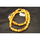 A Baltic egg yolk amber long necklace