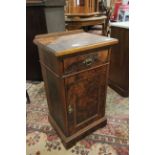 19th century Burr Walnut Veneered Bedside Cupboard