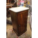 Victorian Oak Pot Cupboard having a Marble Top with a single internal shelf raised on a plinth base