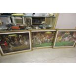 Three framed & glazed Humorous prints of Dogs playing Pool by Arthur SarnoffThree framed & glazed